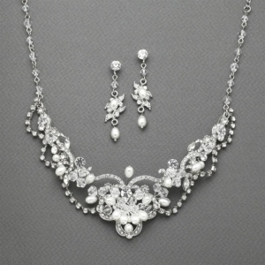 Mariell Freshwater Pearl Crystal Wedding Necklace And Earrings Mariell Freshwater Pearl Crystal Wedding Necklace And Earrings Set
